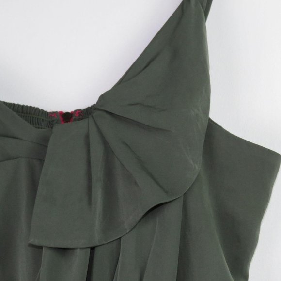 RACHEL Rachel Roy Silky Bow Front Olive Tank Top - Picture 2 of 6